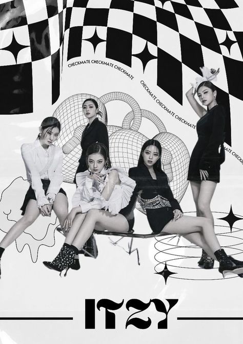 Black And White K Pop Posters, K-pop Poster Prints, Itzy Black And White Poster, Kpop Poster Collage Wall, Kpop Posters Aesthetic Black And White, Kpop Printable Poster, Kpop Prints Black And White, Printable Kpop Posters, Black Kpop Poster