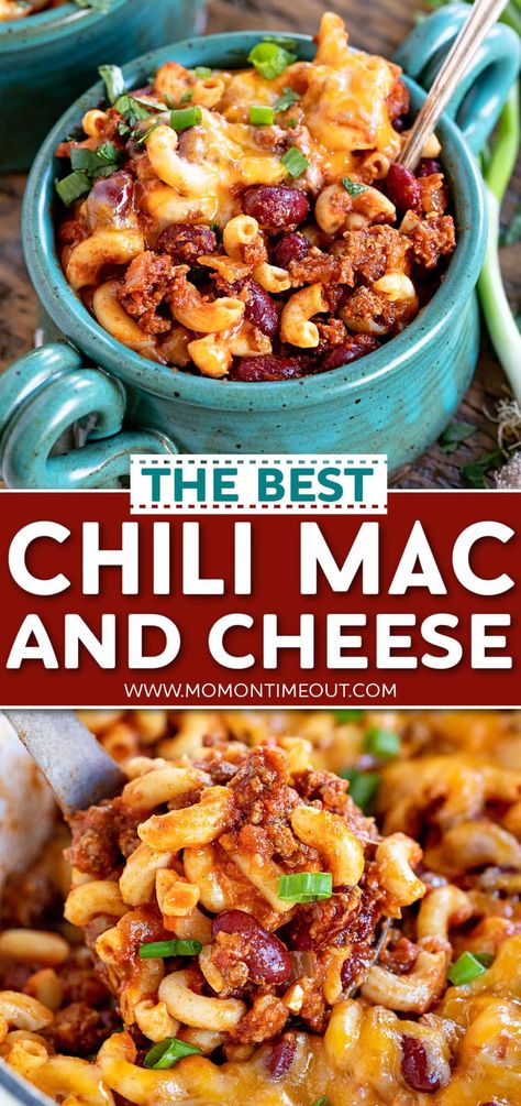 Study Meals, Chili Mac And Cheese Recipe, Chili Mac Recipe Easy, Chilli Mac, Easy Chili Mac, Easy Chilli, Chili Mac Recipe, Old Fashioned Goulash, The Best Chili