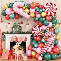 Christmas Balloon Arch, Pink Red Christmas, Christmas Balloon Garland, Christmas Cubicle Decorations, Christmas Arch, Candy Themed Party, Green Balloons, Balloon Arch Kit, Diy Christmas Garland