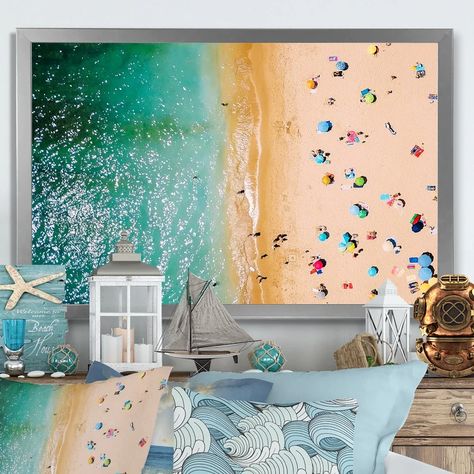 Designart "Aerial View Blue Ocean Waves" Nautical & Coastal Framed Wall Decor - On Sale - Bed Bath & Beyond - 36381021 Ocean Colors, White Picture Frames, Black Picture Frames, Panel Wall Art, Gold Picture Frames, Farmhouse Style Decorating, Canvas Wall Decor, Panel Art, Ocean Waves