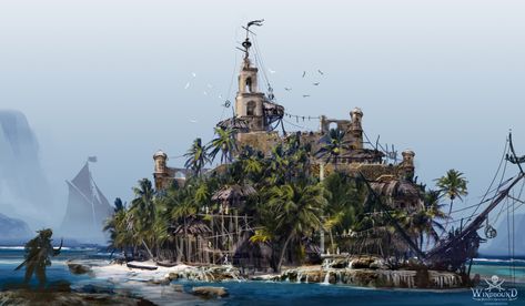 ArtStation - Pirate island, Lino Drieghe Barbary Coast, Pirate Island, Planet Coaster, Pirate Bay, Pirate Adventure, Game Title, Fantasy Island, The Pirate, Fantasy City