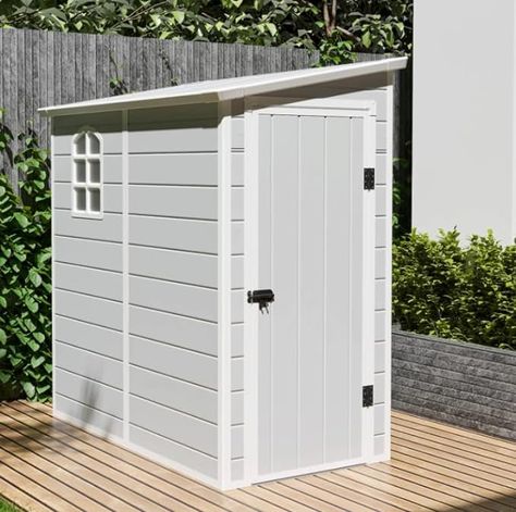 Shed Against House, Plastic Wall Panels, Wooden Garden Buildings, Plastic Shed, Lean To Shed, Cheap Sheds, Plastic Garden, Shed Base, Lean To