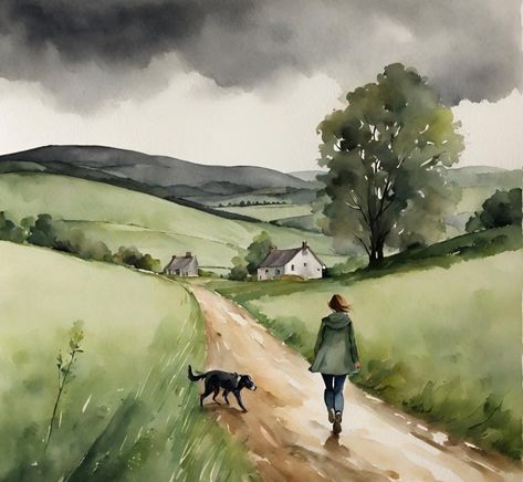 Walk Everyday, Best Thoughts, Watercolor Art Landscape, Diy Watercolor Painting, Watercolour Inspiration, Watercolor Paintings Easy, Landscape Art Painting, Watercolor Painting Techniques, 수채화 그림