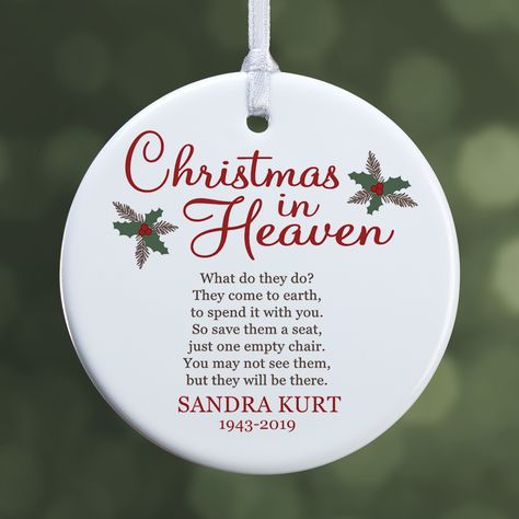 Memorial Crafts, Heaven Design, Christmas In Heaven Ornament, Heaven Ornament, Personalized Memorial Gifts, Christmas In Heaven, Custom Memorial, Custom Christmas Ornaments, Some Assembly Required