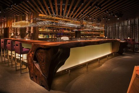 Japanese Dining Las Vegas | Zuma Restaurants Zuma Restaurant, Vegas Bars, Rustic Island, Reclaimed Wood Table Top, Wood Table Tops, Informal Dining, Cosmopolitan Las Vegas, Japanese Dining, Custom Tables