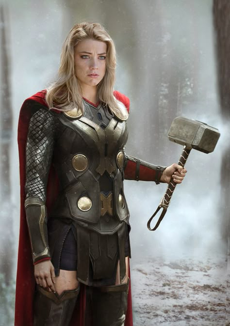 If Women Ruled the Earth-Age of Ultron Edition: Amber Heard as Thora Thor Girl, Lady Thor, Female Thor, Thor Cosplay, Jane Foster, Female Hero, Marvel Cosplay, Marvel Thor, Comics Girls