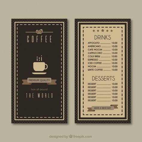 Menú vintage de cafetería vector gratuit... | Free Vector #Freepik #freevector #banner #vintage #menu #cafe Coffee Shop Banner, Cafeteria Vintage, Coffee Menu Design, Cafe Menu Design, Restaurant Poster, Elegant Wedding Invitation Card, Coffee Icon, Vintage Menu, Food Banner