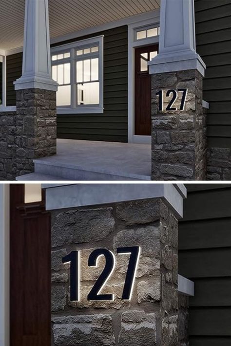 LN LUMANUMBERS - 5 Inch House Numbers, ABS-Polymer, Premium Quality, Backlit LED Illuminated Home Address Number, Lighted House Numbers, Modern Address Numbers (1, Black) Lit House Numbers, Mailbox Column, Chimney Exterior, Exterior House Numbers, House Number Light, Lighted House Numbers, House Numbers Modern, Contemporary House Numbers, House Number Ideas