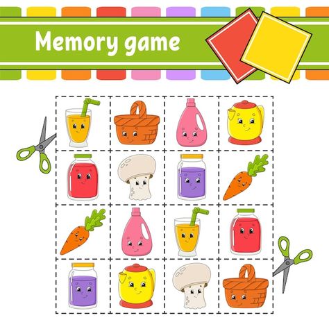 Memory game for kids education developin... | Premium Vector #Freepik #vector #kids-puzzle #kids-game #puzzle-game #child-development Memory Games For Kids, Boost Memory, Kids' Games, Memory Games, Kids Education, Games For Kids, Graphic Resources, Activities For Kids, Education