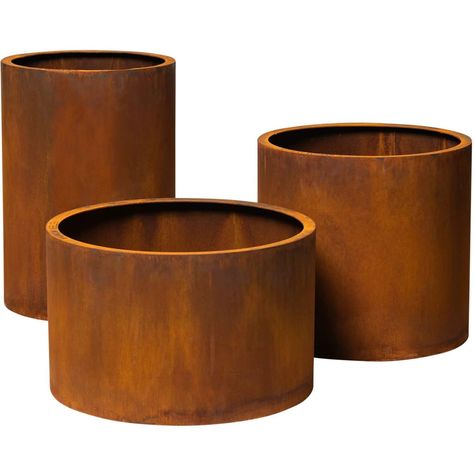 Outdoor Flower Boxes, Balcony Planters, Corten Steel Planters, Front Garden Landscape, Weathering Steel, Steel Planters, 3 Sisters, Steel Flowers, Outdoor Pots