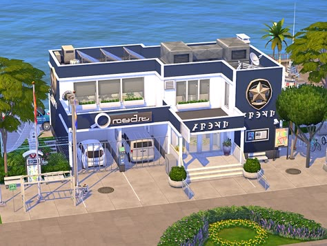 Sims Police Station, Sims 4 Police Station Build, Bloxburg Police Station, Police Station Exterior, Sims 4 Public Lots, Sims 4 Police Station, Police Station Design, Sims 4 Lots Community, Sim4 House