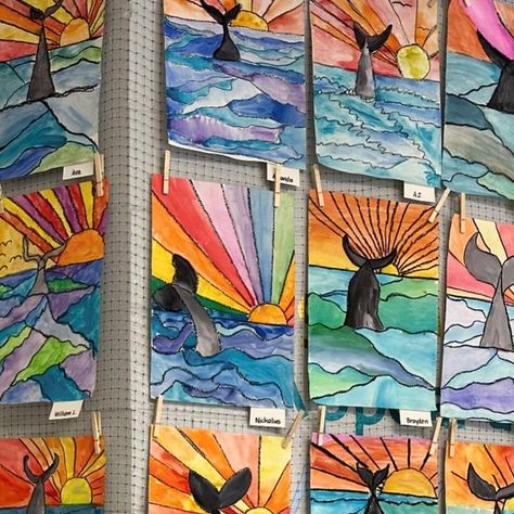 Art For Year 1, Under The Sea Art Lesson, Year 6 Art Ideas, Ks2 Art Ideas, Art Class Ideas Elementary, Art Projects For 3rd Grade, Warm And Cool Color Art Projects, Calendar Art Ideas For Kids, Under The Sea Art For Kids