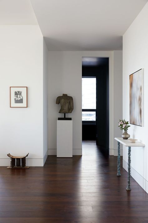 Monochrome Dining Room, Houston Apartment, High Rise Apartments, Dark Floors, Dark Wood Floors, High Rise Building, Decoration Inspiration, Tiffany Style, Display Design