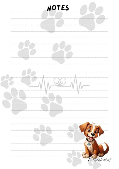 Cute puppy lined note Baby Books Diy, Free Printable Stationery, Kids Worksheets Preschool, Stationary Paper, Notebook Ideas, Dog Ideas, Planner Printables, Printable Stationery, Planner Inspiration