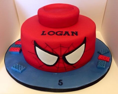 Spiderman Lego Cake Spiderman Lego Cake, Lego Avengers, Lego Spiderman, Virtual Birthday, Lego Birthday Cake, Ninja Turtle Cake, Recipe For Teens, Spiderman Birthday Party, 4th Birthday Cakes