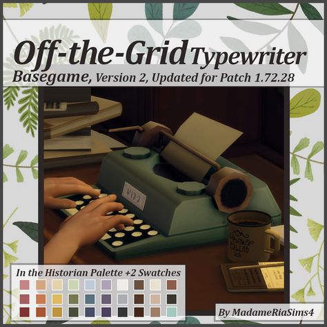 Off-the-Grid Typewriter v.2.1 | MadameRia on Patreon Sims 4 Decades Challenge, Die Sims 4, Sims 4 Mm Cc, Casas The Sims 4, Sims 4 Mm, Sims Four, Sims4 Clothes, Sims 4 Cc Packs, Sims 4 Cc Furniture