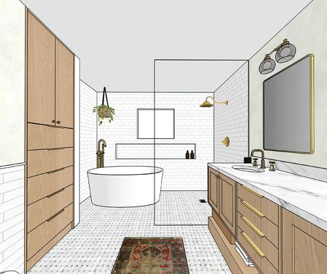 See 4 of the 15 Possible Layouts for This Bathroom Reno, Plus the Grand Finale Family Bathroom Layout, Wet Room Bathroom, Bathroom Layouts, Bathroom Design Layout, Wet Room, Spanish Style Home, Ikea Frames, Bathroom Reno, Shower Rod