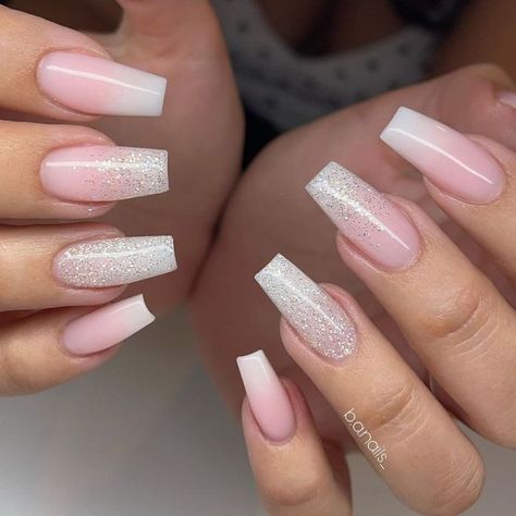 Ombre Nail Polish, Ombre Nail Designs, Wedding Nails Design, Nail Art Wedding, Coffin Nails Long, Diamond Nails, Short Nail Designs, Beautiful Nail Designs, Fabulous Nails