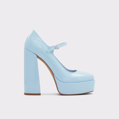 Light Blue Pumps, Blue Mary Jane Shoes, Blue Mary Janes, Heeled Mary Janes, Blue Platform Heels, Light Blue Heels, Shoe Silhouette, Shoes Png, Light Blue Shoes