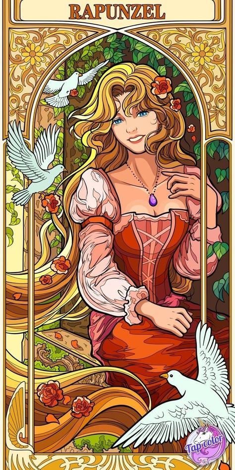 Disney Character Art, Color Drawing Art, Images Disney, Tangle Art, Disney Artwork, Beauty Art Drawings, Celestial Art, Disney Tangled, Tarot Art