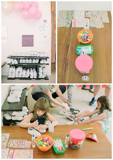 A Dance Party-Themed Birthday With a DIY Shoe Station – Love Inc. Mag Dance Studio Birthday Party, Dance Party Birthday Ideas, Shoe Station, Dance Party Birthday, Homemade Birthday Cakes, Custom Wall Decals, Diy Shoe, Dance Parties, Rainbow Balloons