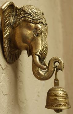 Brass Ganesha Wall H #interesting #idea #inspiration #creative #goashape Pooja Room Door, Heritage Art, Temple Design For Home, Indian Interiors, Pooja Room Door Design, Pooja Room Design, Room Door Design, Puja Room, Main Door Design