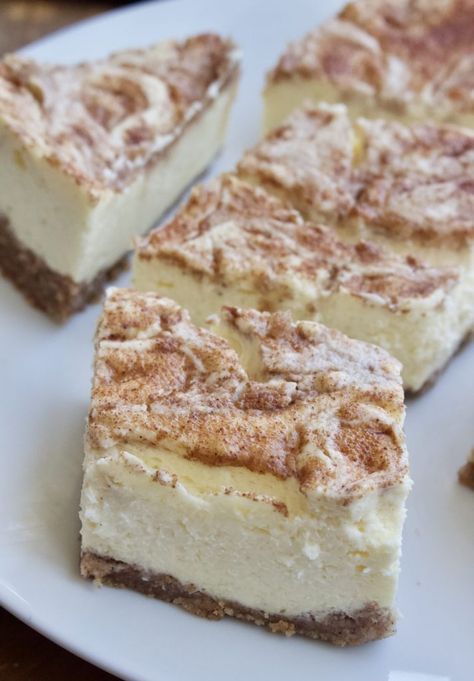 Keto Churro Cheesecake Bars (Grain-free, Nut-free Option) - Beyond the Bite Keto Churro Cheesecake, Churro Recipes, Sugar Free Low Carb Desserts, To Go Recipes, Gluten Free Churros, Nut Free Desserts, Keto Pies, Grain Free Baking, Low Carb Cakes