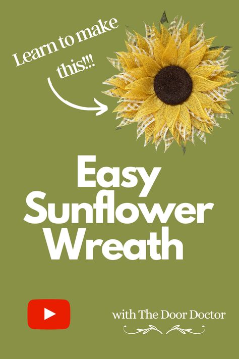 Join Christine from The Door Doctor as she walks you through how to make this pretty mesh sunflower wreath in just a few easy steps! #sunflowerwreath #wreathhowto #diycrafts #fallwreaths How To Make Sunflower Wreath, Diy Sunflower Wreath How To Make, Sunflower Wreath Diy Tutorials, Sunflower Wreath Tutorial, Sunflower Wreath Diy Deco Mesh, Dollar Tree Sunflower Wreath, Diy Sunflower Wreath, Ombre Wreath, Flower Wreath Diy