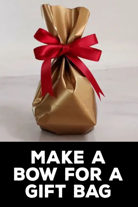 How to Make a Bow for A Gift Bag Tie Bows With Ribbon, Making A Bow, Diy Crafts To Do At Home, Cellophane Gift Bags, Tie Ideas, Types Of Bows, Homemade Bows, Simple Bow, Make A Bow