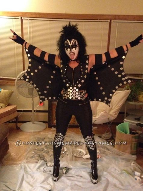 Kiss Womens Costume, Kiss Costume Diy Women, Gene Simmons Costume Diy, Kiss The Band Costumes Diy, Kiss Starchild Costume, Family Kiss Costume, Gene Simmons Costume Women, Kiss Costume Halloween, Kiss Halloween Costume Women