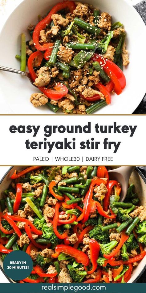 Vegetable Teriyaki, Ground Turkey Teriyaki, Ground Turkey Stir Fry, Turkey Stir Fry Recipes, Turkey Stir Fry, Teriyaki Stir Fry, Healthy Ground Turkey, Healthy Dinner Recipes Crockpot, Thanksgiving Turkey Leftovers