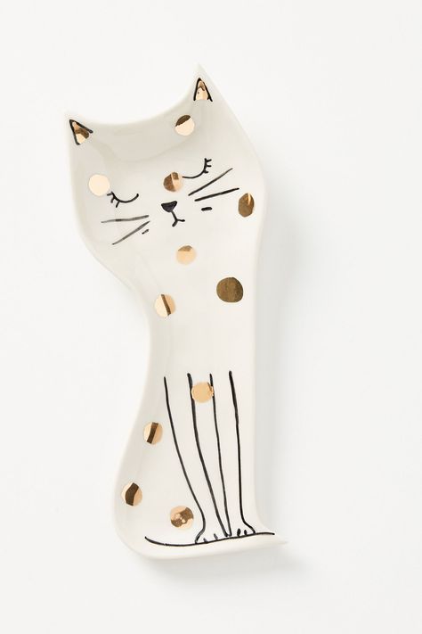 Slide View: 2: Polka Dot Cat Spoon Rest Anthropologie Kitchen, Cat Spoon, Cat Kitchen, Fringe Rugs, Kitchen Spoon, Anthropologie Home, Fur Pillow, Leather Jewelry Box, Girl Bedroom Designs