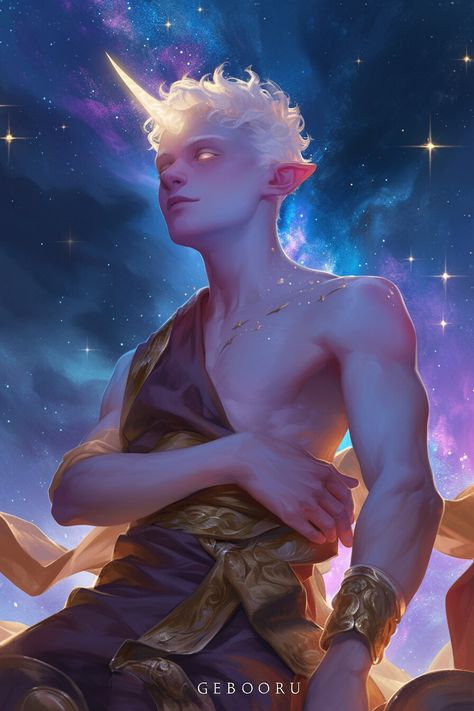 Dnd Moonfolk, Purple Elf Male, Pillars Of Eternity Portrait, Celestial Tiefling, Human Sorcerer Male, Astral Plane Dnd, Male Tiefling Art, Character Concept Art Male, Sci Fi Male