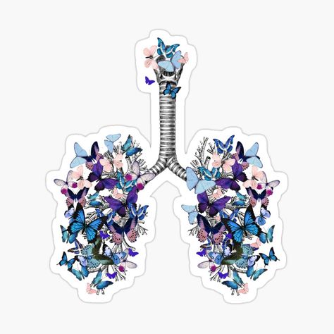 Butterfly Lung Tattoo, Lungs Butterfly, Butterflies Anatomy, Anatomy Lungs, Lungs Art, Floral Anatomy, Doctor Stickers, Medical Stickers, Stickers Cool