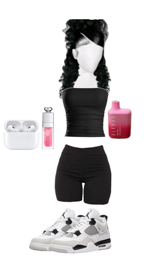 Black Jordan 4 Outfit Women, Jordan 4 Outfit Women Black, Fits With Jordans, Jordan 4 Outfit Women, Cute Outfits To Wear, Jordan 4 Outfit, Daily Fits, School Fit, Summer Outfits For Teens