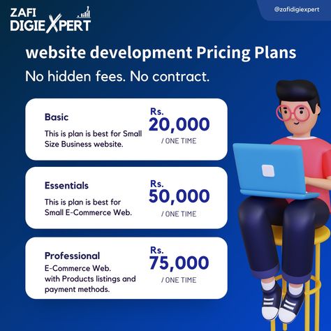 🚀 Looking for Website Development Pricing Plans with No hidden fees and No contract? Look no further! Our expert team offers transparent pricing and top-notch services for all your website development needs. ✨ 𝐂𝐚𝐥𝐥𝐖𝐡𝐚𝐭𝐬𝐀𝐩𝐩 𝐅𝐨𝐫 𝐈𝐧𝐪𝐮𝐢𝐫𝐲: 0310 7093362 ✨ 🌐 𝐕𝐢𝐬𝐢𝐭 𝐨𝐮𝐫 𝐰𝐞𝐛𝐬𝐢𝐭𝐞: https://zafidigiexpert.com/ Choose from a variety of packages tailored to suit your business goals and budget. Whether you're a startup or an established enterprise, we've got you covered! Contact us today to get started on... Web Analytics, Seo Specialist, Ecommerce Marketing, Digital Strategy, Online Advertising, Marketing Automation, Mobile Marketing, Marketing Solution, Influencer Marketing