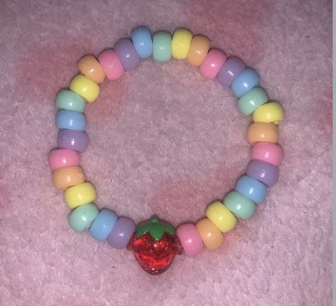 Cutecore Bracelet Ideas, Candy Bead Bracelet Ideas, Cutecore Bracelet, Kidcore Bracelet, Kawaii Bracelets, Kawaii Kandi, Rave Kandi Ideas, Fairy Kei Accessories, Decora Accessories