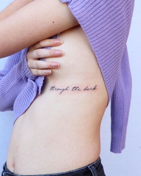 Rib Tattoo Script, Harry Styles Inspired Tattoos, Handwriting Tattoo, Sternum Tattoo Design, Small Rib Tattoos, Handwriting Tattoos, Script Handwriting, Rib Tattoos For Women, Ribcage Tattoo