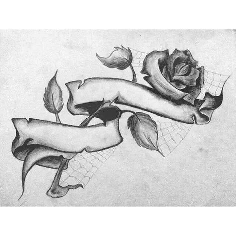 Scroll Ribbon Tattoo, Roses And Scroll Tattoo, Double Banner Tattoo, Rose With Scroll Tattoo, Roses With Ribbon Tattoo, Tattoo Banner Ideas, Rose And Banner Tattoo Design, Rose Tattoo With Banner, Scroll Tattoos For Women