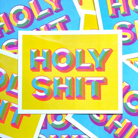 Holy Shit Riso Print by Maggie Moore on Dribbble Typography Hand Lettering, Letter N Words, Riso Print, Risograph Print, Beautiful Typography, Creative Typography, October 2022, Design Board, Typography Inspiration