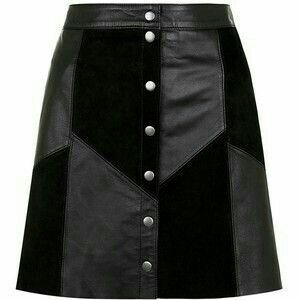 Suede Skirts, Skirts Leather, Retro Skirts, Patchwork Skirts, Real Leather Skirt, Skirt Patchwork, Skirt Inspiration, Black Leather Mini Skirt, Catty Noir