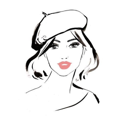 Some French vibes for this Sunday! 👄 . . #Beret #illustration #fashionillustration #sumie #drawing #French #Parisienne #paris… Beret Illustration, Beret Drawing, Hat Drawing Reference, Drawing Hats, French Vibes, Paris Hat, Fashion Illustration Face, Hat Drawing, Rhinestone Designs Templates