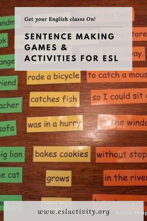 Sentences Structure Games: Top 20 | Sentence Building Activities ESL Sst Activity For Class 4, Build A Sentence Activity, Building Sentences Activities, Pg Activities, Fun Esl Activities, Complete Sentences Activities, Sentences Structure, Sentence Building Games, Teaching Sentence Structure