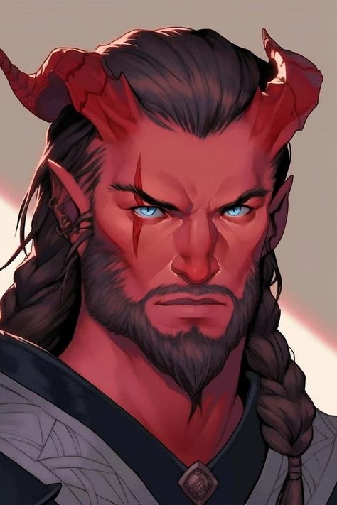 Tiefling Ranger Dnd Male, Male Tiefling Character Art, Red Tiefling Male Art, Plus Size Fantasy Art, Teifling Male Character Art, Tiefling Barbarian Male, Tiefling Fighter Male, Tiefling Paladin Male, Tiefling Male Art