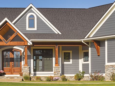 CertainTeed Siding - Vinyl, Polymer, Stone and Composite Siding Exterior Wood Siding Colors, Grey Vinyl Siding, Vinyl Siding House, Siding Colors For Houses, Grey Exterior House Colors, Exterior Siding Colors, Exterior House Siding, Best Exterior Paint, House Paint Color Combination