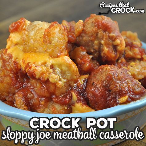 Crock Pot Sloppy Joe Meatball Casserole Crock Pot Beef Recipes, Crock Pot Stuffed Pepper Soup, Crock Pot Sloppy Joe, Soup For Two, Caserole Recipes, Crock Pot Sloppy Joes, Bbq Sausage, Casserole Crockpot Recipes, Meatball Casserole Recipe