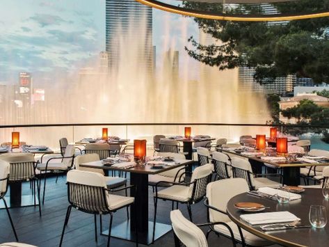 Restaurants with the best views Las Vegas - Eater Vegas Best Restaurants In La, Bellagio Las Vegas, Vegas Restaurants, Wolfgang Puck, Las Vegas Restaurants, Vegas Hotel, Vegas Trip, Vegas Baby, Outdoor Restaurant