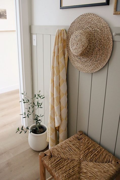 Easy Weekend Mudroom Refresh with a DIY Peg Rail and Shiplap Wall - Chelsey Freng Diy Peg Rail, Mini Mudroom, Fill Nail Holes, Shiplap Boards, Peg Rail, Easy Weekend Projects, Installing Shiplap, Shaker Pegs, Mudroom Lockers