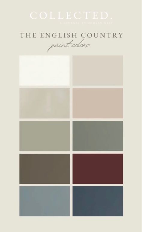 French Grey Color Palette, Cashmere Colour Scheme, English Country Colour Palette, Traditional Farmhouse Color Palette, Cotswold Colour Palette, Country House Colour Palette, British Color Palette, Old English Color Palette, Modern French Country Color Palette