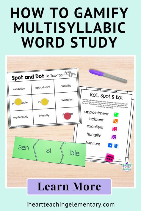 Decoding multisyllabic words doesn't have to be a boring skill for kids to practice. You can make it engaging for kids so they'll look forward to it. Check out this post to find out how to gameify multisyllabic word study. Multisyllabic Word Activities, Multisyllabic Words Activities, Substitute Teacher Tips, Decoding Multisyllabic Words, Literacy Coach, Wilson Reading, Dyslexic Students, Teaching Reading Comprehension, Multisyllabic Words